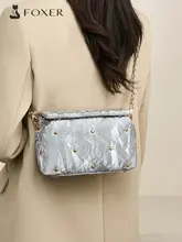 FOXER 枕型ショルダーバッグ【真皮・金属チェーン・高級感】