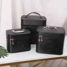 大容量化粧品収納ボックス【二層式・持ち運び便利・化粧道具用】