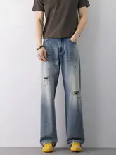 春の新作！デザイン性の高いフィットのストレートデニムパンツ【ブルー・メンズ】
