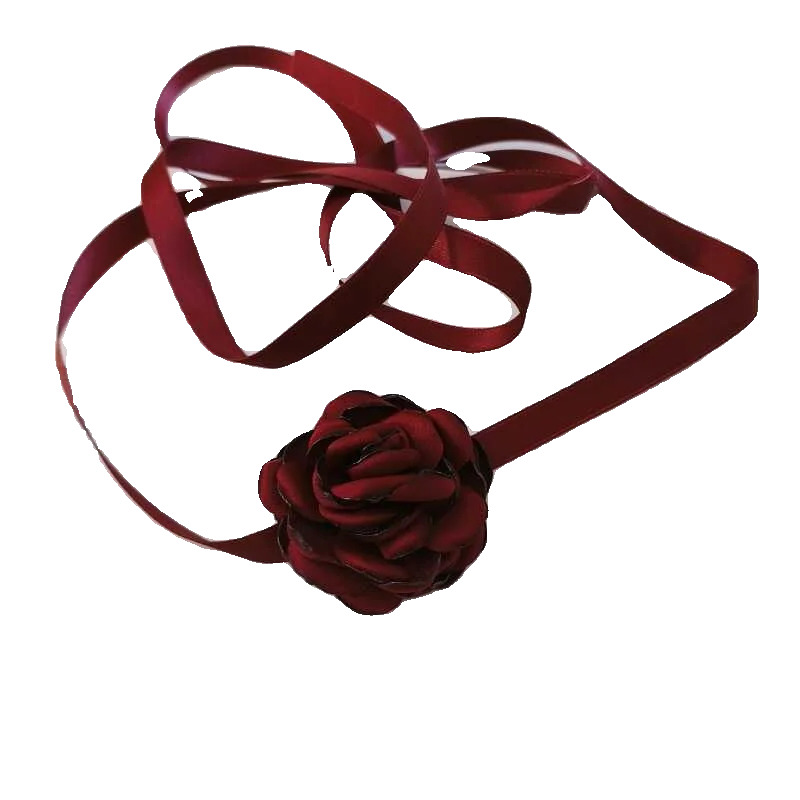 クリスマス酒紅色ローズネックレス【チョーカー・デート・パーティー用】