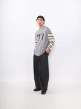ユニフォーム ドロップショルダー ストライプ パッチワーク プリント
