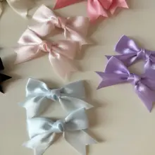 かわいいサテンリボンヘアクリップ【両サイド用・ツインテール対応・女の子用】