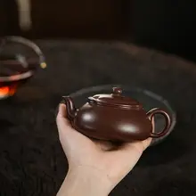 海棠川 宜興紫砂ポット【小容量・手作り・筋状デザイン】