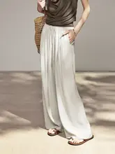 小柄な方向けのリネン素材 ゆったりシルエットのカジュアルパンツ【夏用・ストレート・女性用】