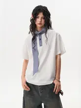 海洋テーマのチェック柄クルーネックショートスリーブカップルTシャツ【ゆったりしたデザイン・カジュアルスタイル】（セットアップ対応）