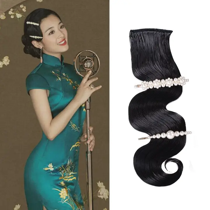 クラシックスタイルのウェーブウィッグ【復古大波浪・ヘアアクセサリー付き】