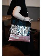 トートバッグ ショルダーバッグ キャンバス スパンコール おしゃれ 大きめ ピンク ブラック シルバー 秋冬 着回し きれいめ