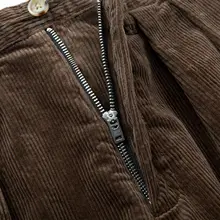 加褶デザインのゆったりコーデュロイパンツ【ウォッシュ加工・快適なストレッチ】