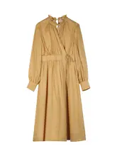 感のあるデザインのワンピース【麻素材・ウエストシェイプ・春夏用】