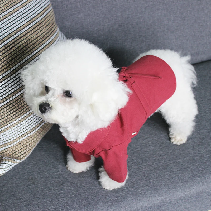 可愛いペット用トレンチコート【春秋対応・テディ・シュナウザー・ビション・ポメラニアン・柴犬用】