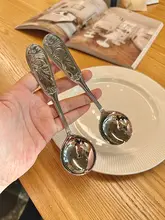 レトロデザインのステンレス製スープスプーン【食品グレード・丸型ヘッド・長持ち】