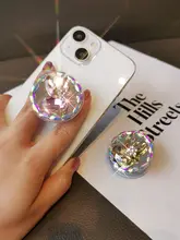 クリスタルウサギデザインのスマホスタンド【スワロフスキー風・貼り付け式・デスク支え・持ち運び便利】