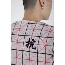 抗田字格デザインのニットベスト【秋冬用・ファッションレイヤリング】