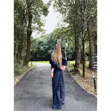 シンプルなデザインの中袖通勤オールインワン【スリムフィット・女性用】