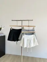 ハイウエスト簡約デザインのスポーツショートパンツ【ドローストリング・レディース】