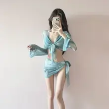 ビキニとカバーアップの水着【女性用・極上の柔らかさ・UVカット・セクシーなデザイン】（セットアップ対応）