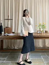 ポルカドットデザインのダブルフェイスウールカーディガン【極上の柔らかさ・防風性・暖かさ】