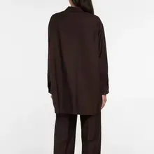 シンプルなデザインのレトロ通勤用ウール混紡シャツ【ゆったりしたフィット・長袖・翻領】