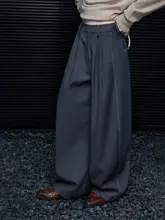 グレーのワイドレッグカジュアルパンツ【シンプルデザイン・スリムフィット】（セットアップ対応）