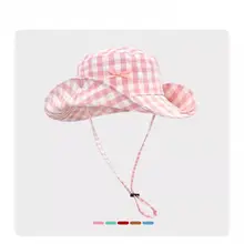 赤いチェック柄のリボン付きの女性用フィッシャーハット【夏用・UVカット・アメリカンヴィンテージ】