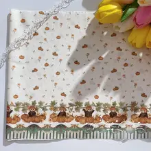 森系デザイン！小熊猫プリントのBJD人形衣装用布【手作り・綿花素材】