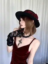 酒紅色の花柄コットンリネン草帽【夏用・アウトドア・フォト撮影対応】