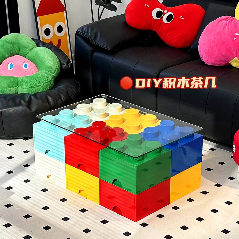 可愛いブロック風デザインの小型テーブル：重ね収納と引き出し付きの整理収納機能を徹底解説