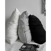 シンプルなブラック＆ホワイトストライプ枕カバー2枚セット【コットン100%・48x74cm】