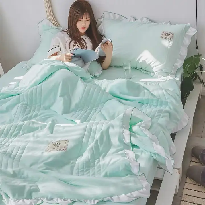 夏用冷感ケット【プリンセススタイル・ミルクシルク・水洗い可能・薄手・二人用】（セットアップ対応）