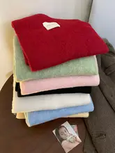 羊毛混紡ピンクニットスカーフ【女性用・冬用・小さめ・保温・首回り対応】