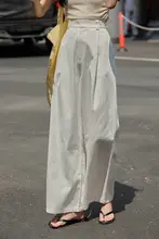 ホワイトストレートワイドパンツ【リラクシングスタイル・薄手・夏用】（セットアップ対応）