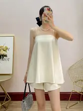 おしゃれなフレンチスタイル キャミソールとショートパンツのセットアップ（セットアップ対応）