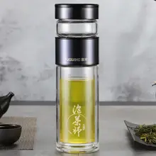 ダブルレイヤー茶水分離グラスカップ【フィルター付き・携帯用】