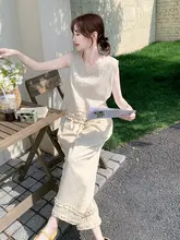 雪柄ノースリーブチュニックとパンツの夏用レディースコーディネート（セットアップ対応）
