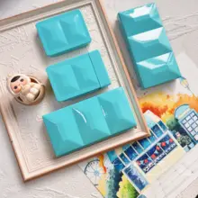 ティファニーブルーの水彩絵具収納ケース【重厚感あるホーロー製・12格24格デザイン】