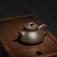 宜兴紫砂製手作り急須【上質な紫砂・灰色・プーアール茶用】