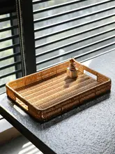 Kens 北欧スタイル シミュレーション藤製トレイ 家庭用収納バスケット【パンや果物用・スナックトレイ】