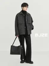 フリース襟ウールジャケット 男性 通勤シーン ショートスタイル ゆったり