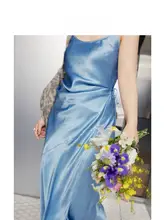 春用Vネックウエストタイトキャミソールドレス【光沢感のあるアセテート混合サテン】