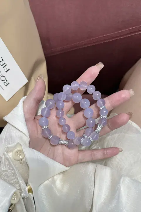 自然な紫色の玉髓製ブレスレット【高品質・国風デザイン・デコレーションあり】
