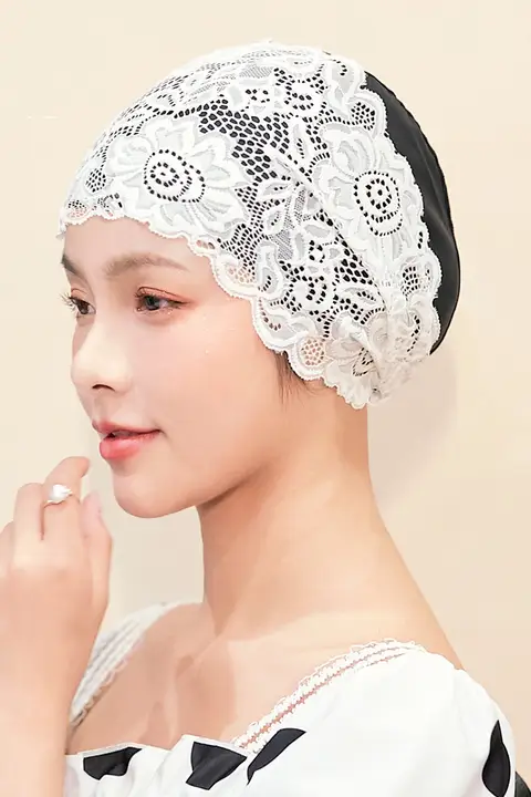 大きいサイズの防水スイムキャップ【PUレース・耳保護付き・女性用・ロングヘア対応】