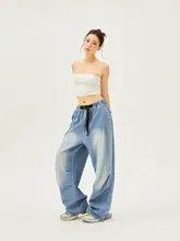 SEASIDE ウォッシュドデニムパンツ【レディース・春秋・ジャズダンススタイル・ワイドレッグ】
