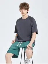 カジュアルなコットン混オーバーサイズTシャツ【カーキ・シャツスリーブ】