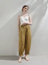100%コットンプリントのパンツ【レースフラワー・ウエストゴム・カジュアル仕様】（セットアップ対応）