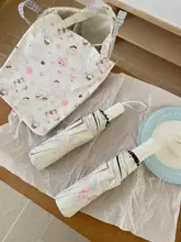 かわいい花柄犬デザインの日傘兼用折りたたみ傘【UVカット・学生向け・ポータブル】