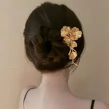 新中式デザイン！金属製フラワーヘアピン【流れる房飾り・アップスタイル用】