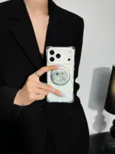 夏のおしゃれにぴったり！貝殻デザインのマグネット式スタンド付きスマホケース【斜め掛け紐調節可能】