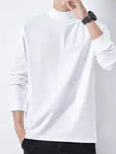 半高領コットン長袖Tシャツ【秋冬用・メンズ・シンプルデザイン】（セットアップ対応）