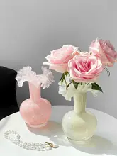 琉璃製の花瓶【ヴィンテージスタイル・粉色・おしゃれなインテリア装飾】
