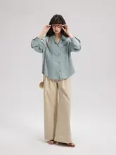 春にぴったりなヴィンテージ風デニムシャツ【天絲・コットン混・フレンチスタイル】